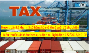 Hướng dẫn kê khai mã số hàng hóa và thuế suất để thực hiện biểu thuế xuất khẩu theo quy định tại Nghị định 122/2016/NĐ-CP