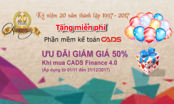 Tặng phần mềm Kế toán CADS Finance 4.0 – 1200 chứng từ/năm