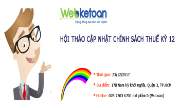 Thông báo Hội thảo Cập nhật chính sách Thuế hàng tháng (23/12/2017)