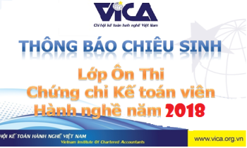 Thông báo chiêu sinh lớp ôn thi chứng chỉ kế toán viên hành nghề kỳ thi kế toán viên thứ 15 năm 2018