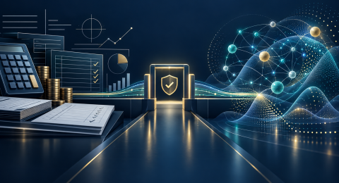 Minh họa kiến trúc AI Finance: tính toán deterministic và reasoning xác suất