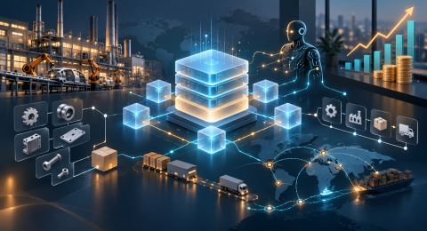 Minh họa nền dữ liệu Master Data cho doanh nghiệp sản xuất và AI Agent