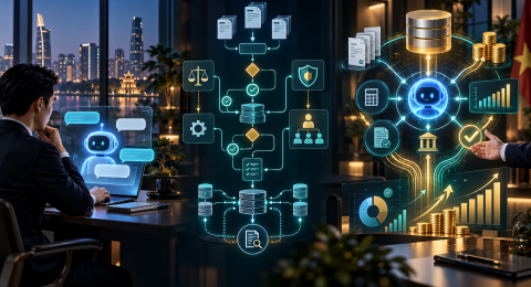 Minh họa nền dữ liệu Master Data cho doanh nghiệp sản xuất và AI Agent