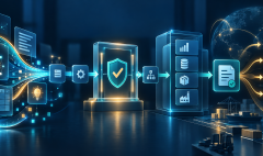Minh họa luồng chuyển đổi từ insight AI qua workflow và phê duyệt đến transaction và outcome